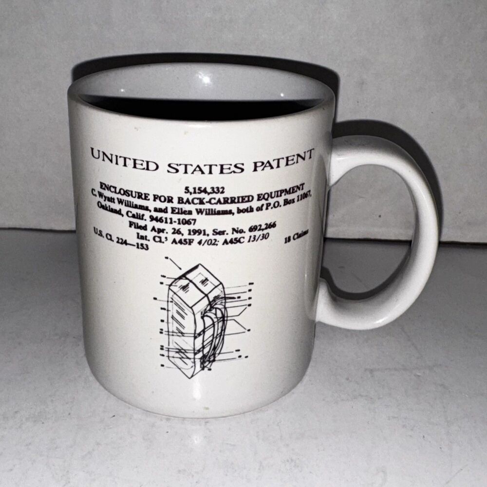 Vintage United States Patent Mug Backpack Patent Diagram Novelty Coffee Cup